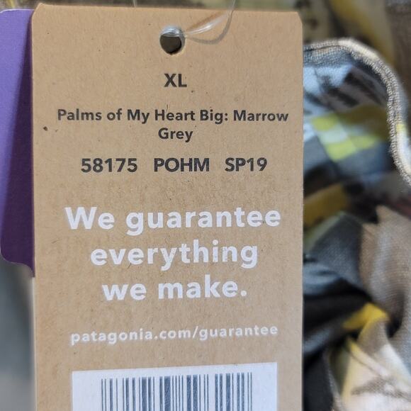 Patagonia Wrap Shorts Palms My Heart Sz XL Tan Hemp Tencel Tie Front Pockets - Picture 10 of 15